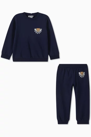 Bear Logo-print Tracksuit Set in Cotton Fleece