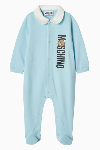 Bear-print Sleepsuit in Cotton
