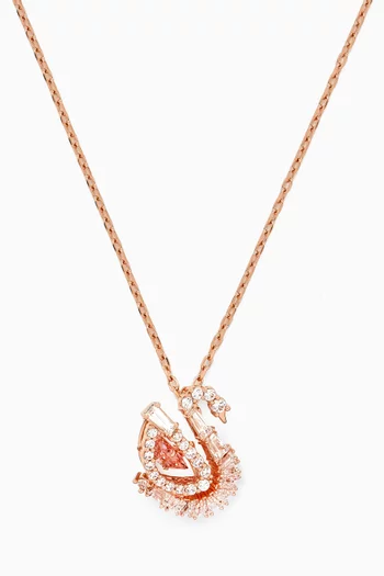 Swan Pendant Necklace in Rose Gold-plated Metal