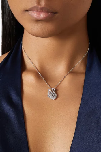 Swan Pendant Necklace in Rhodium-plated Metal