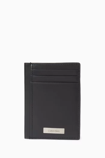 Logo Plaque Card Case in Leather