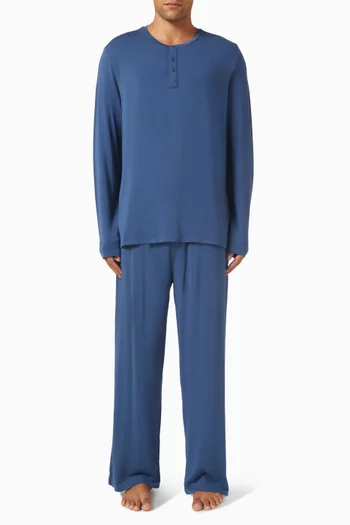 طقم بيجاما بتطريز شعار الماركة جيرسيه مودال