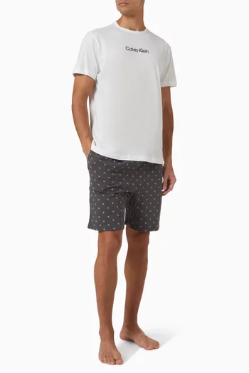 Sleep T-shirt & Shorts Set in Stretch Cotton-jersey