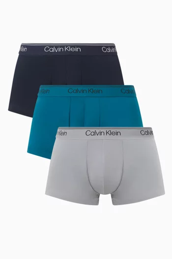 طقم بوكسر بخصر منخفض مايكروفايبر مطاطي، 3 قطع