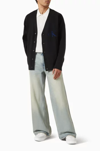 Monogram Logo Cardigan in Cotton-blend