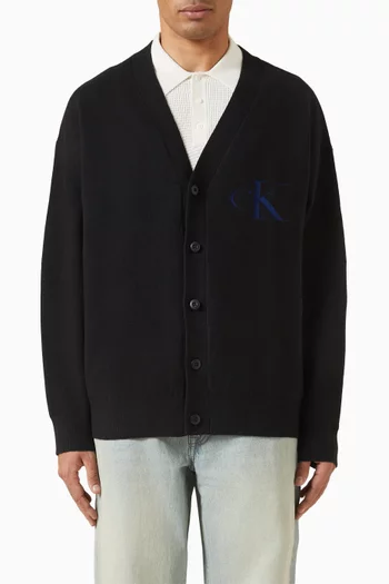 Monogram Logo Cardigan in Cotton-blend
