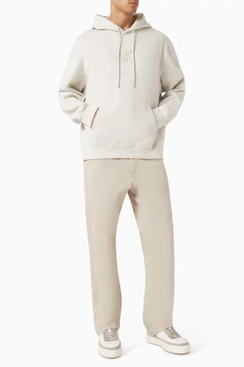 Monogram Logo Patch Relaxed Hoodie in Fleece