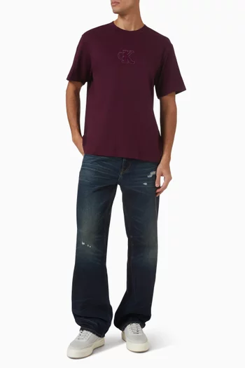 تي شيرت برقعة شعار الماركة قطن جيرسيه