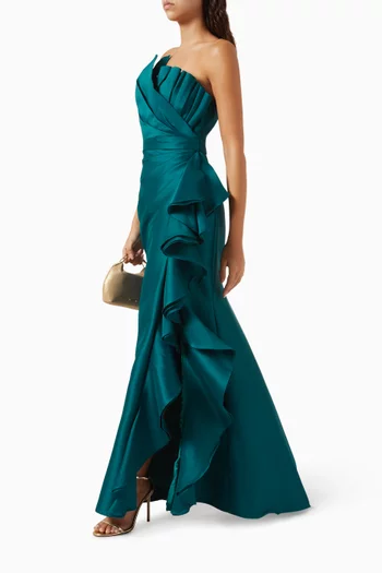 Cascade Ruffle Gown in Mikado