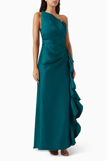 Cascade Ruffle Gown in Mikado