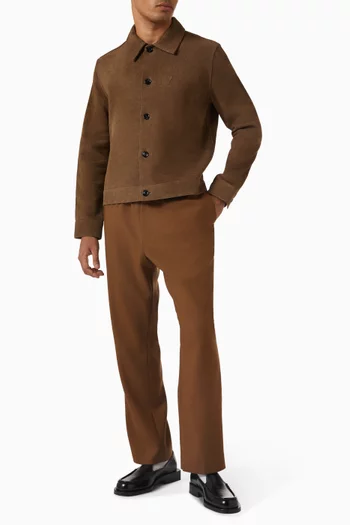 Buttoned Jacket in Suede Leather
