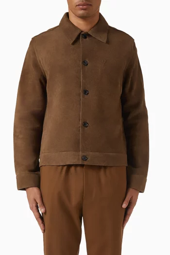 Buttoned Jacket in Suede Leather