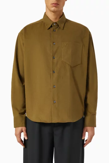 Embossed Ami De Coeur Boxy Shirt in Cotton Oxford