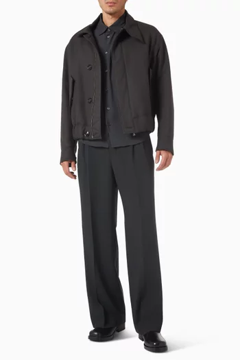 جاكيت بنقشة هارينغتون صوف غابردين