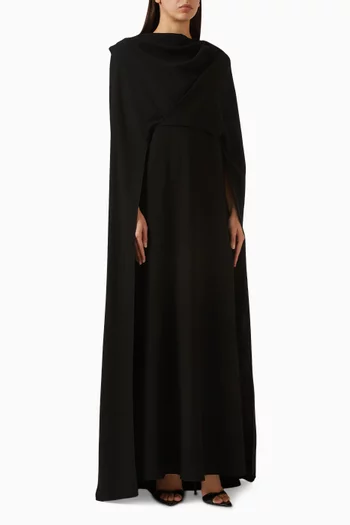 فستان سهرة بكاب ودرابيه