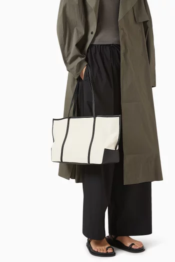 Bateau Tote in Cotton Canvas & Leather