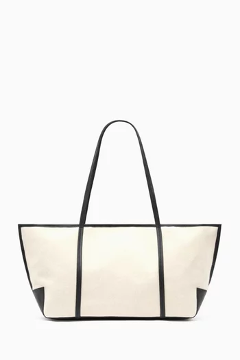 Bateau Tote in Cotton Canvas & Leather