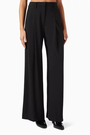 Pleated Wide-leg Pants in Wool Blend