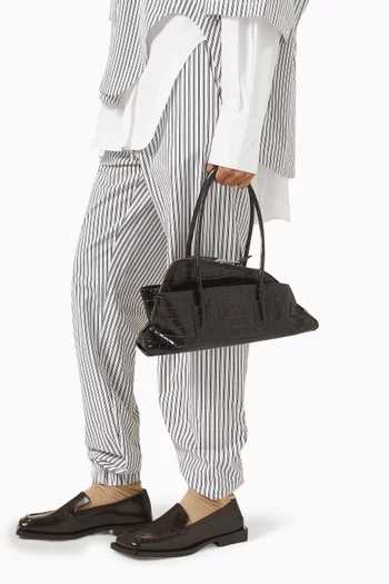 Small La Passeggiata Bag in Croc-embossed Leather