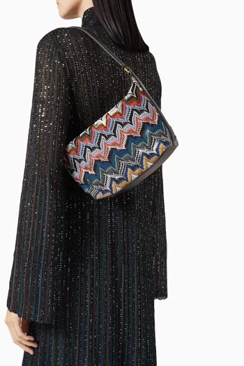 Zigzag Soft Shoulder Bag in Lurex-knit