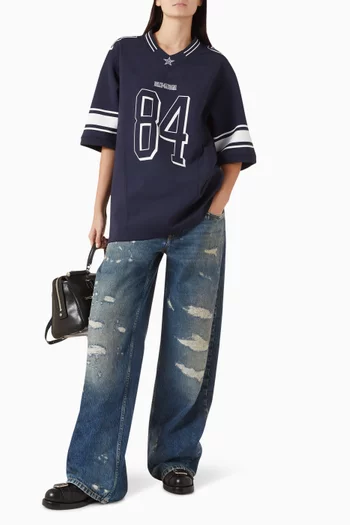 بنطال جينز بحزام خصر مزدوج دينم