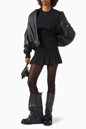 Smocked T-shirt Dress in Viscose-blend