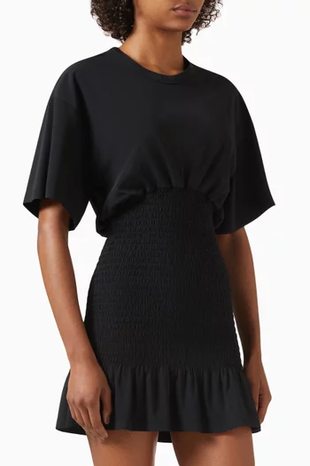 Smocked T-shirt Dress in Viscose-blend