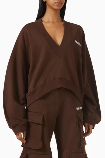 V-neck Sweatshirt in Fleece