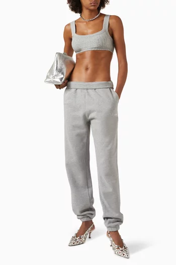 Rhinestone-embellished Crop Top in Rib-knit