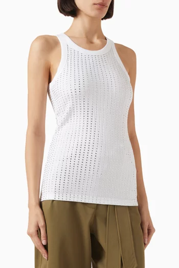 Rhinestone-embellished Tank Top in Rib-knit