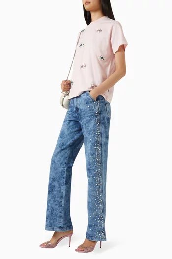 Embroidered Jeans in Denim