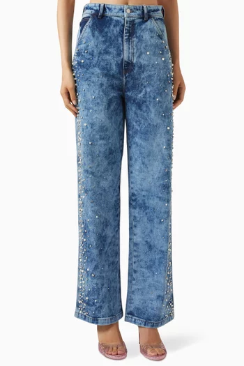 Embroidered Jeans in Denim
