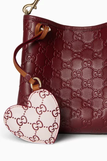 Heart Bag Charm in GG-embossed Leather