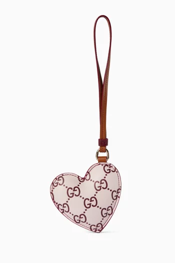 Heart Bag Charm in GG-embossed Leather