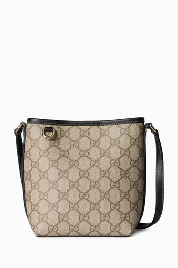 Nano Emblem Bucket Bag in GG Monogram Coated Fabric