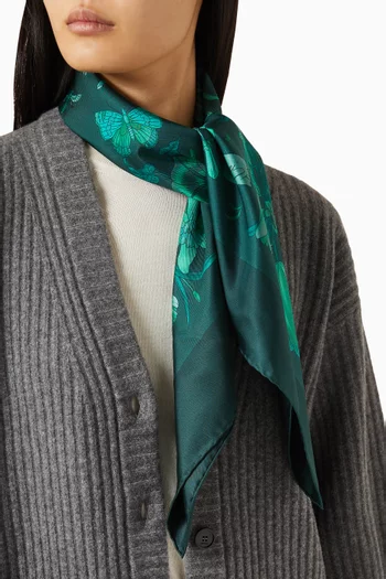 Floral-print Square Scarf in Silk