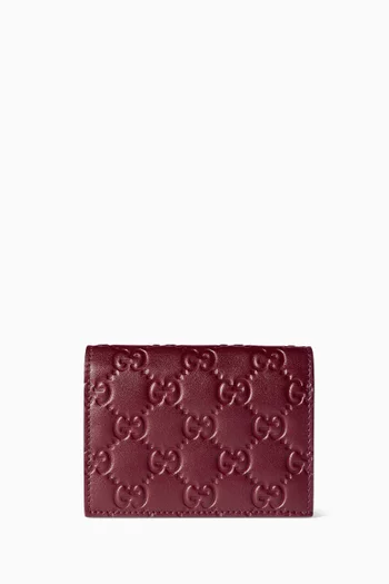 GG Emblem Small Wallet in Embossed Leather