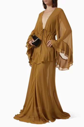 Calypso Flare-sleeve Dress in Chiffon