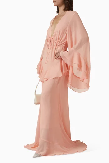 Calypso Flare-sleeve Dress in Chiffon