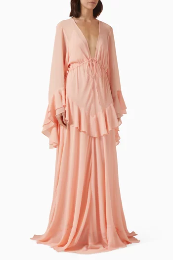 Calypso Flare-sleeve Dress in Chiffon