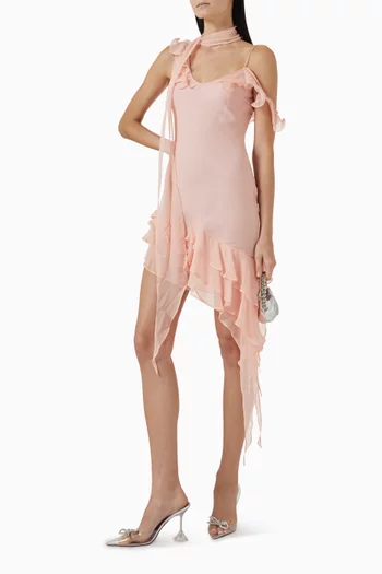 Hemera Ruffle Mini Dress in Silk Chiffon