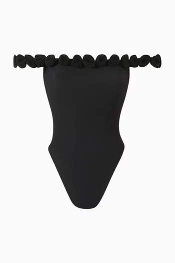 Rosette Off-shoulder One-piece Swimsuit