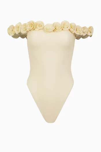 Rosette Off-shoulder One-piece Swimsuit