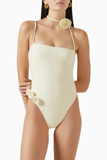 Rosette Choker One-piece Swimsuit