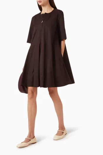 Zip Pleated Dress in Cotton