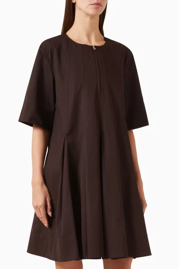 Zip Pleated Dress in Cotton