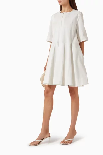 Zip Pleated Dress in Cotton