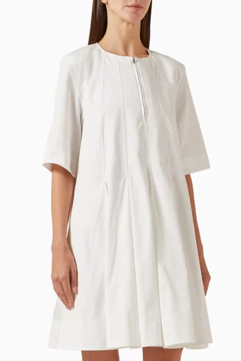 Zip Pleated Dress in Cotton