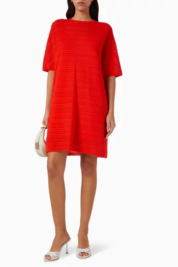 Striped Knit Mini Dress in Cotton Blend