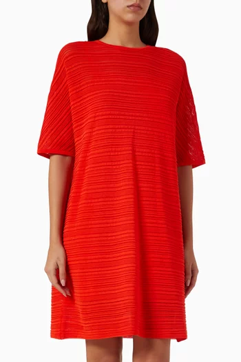 Striped Knit Mini Dress in Cotton Blend